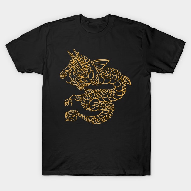 Chinese Golden Dragon by Tobe Fonseca T-Shirt by Tobe_Fonseca